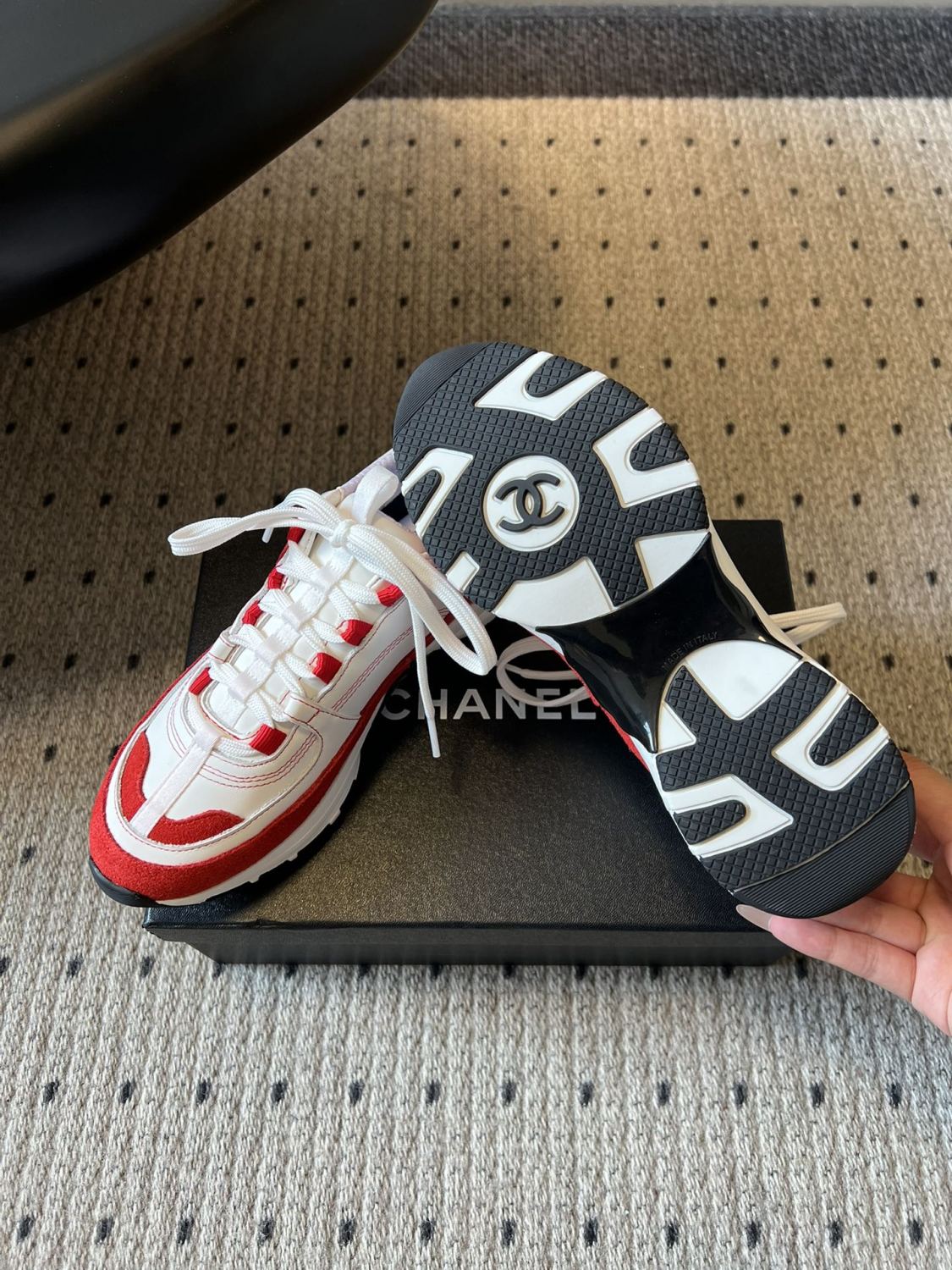 Chanel Calfskin and Suede Calfskin Sneakers #377374