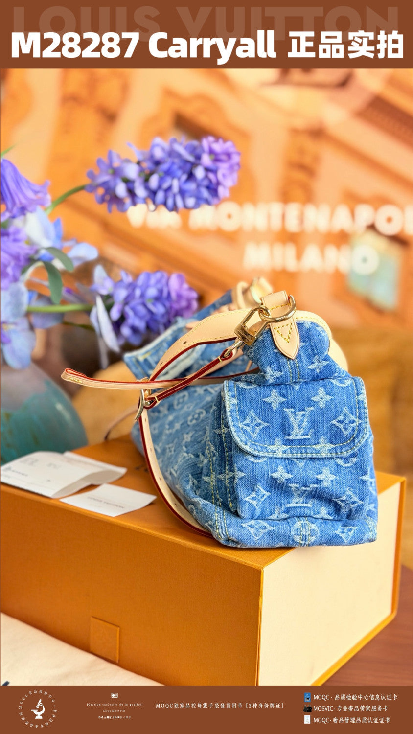 LOUIS VUITTON Carryall Cargo PM Monogram Denim Handbags M28287#379361