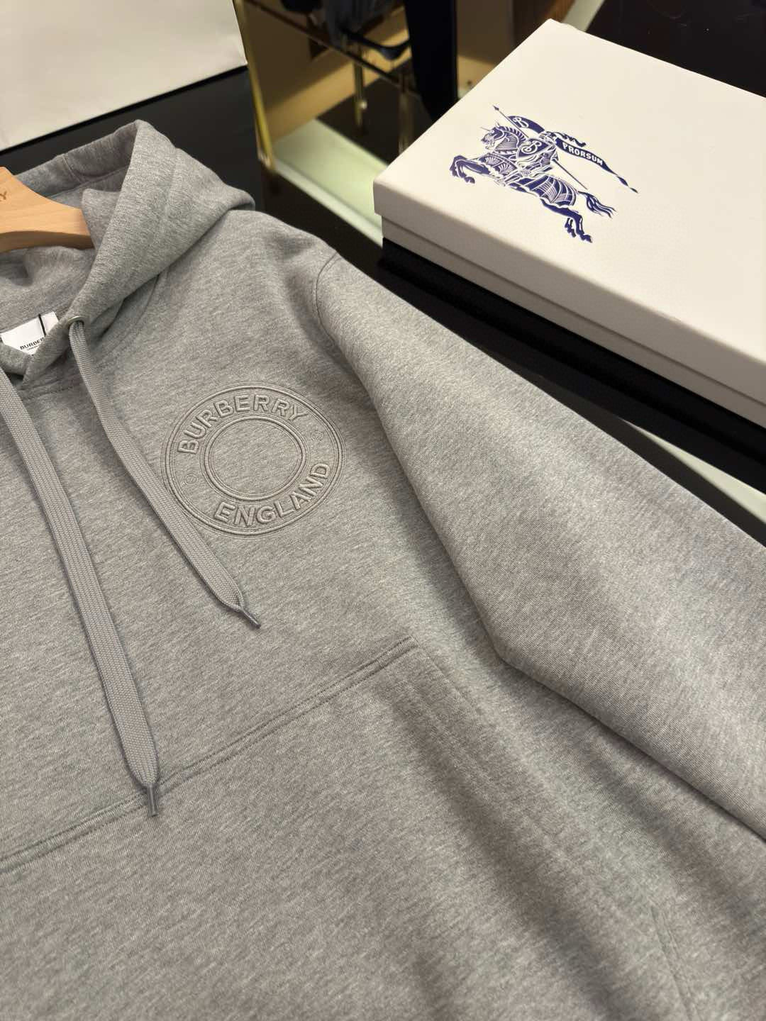 Burberry Men's Spring and Autumn Solid Color Letter Embroidery Casual Hooded Long Sleeve Sweatshirt Round Neck Pullover Sweatshirt Casual Lace-Up Pants Three Piece Set #74872