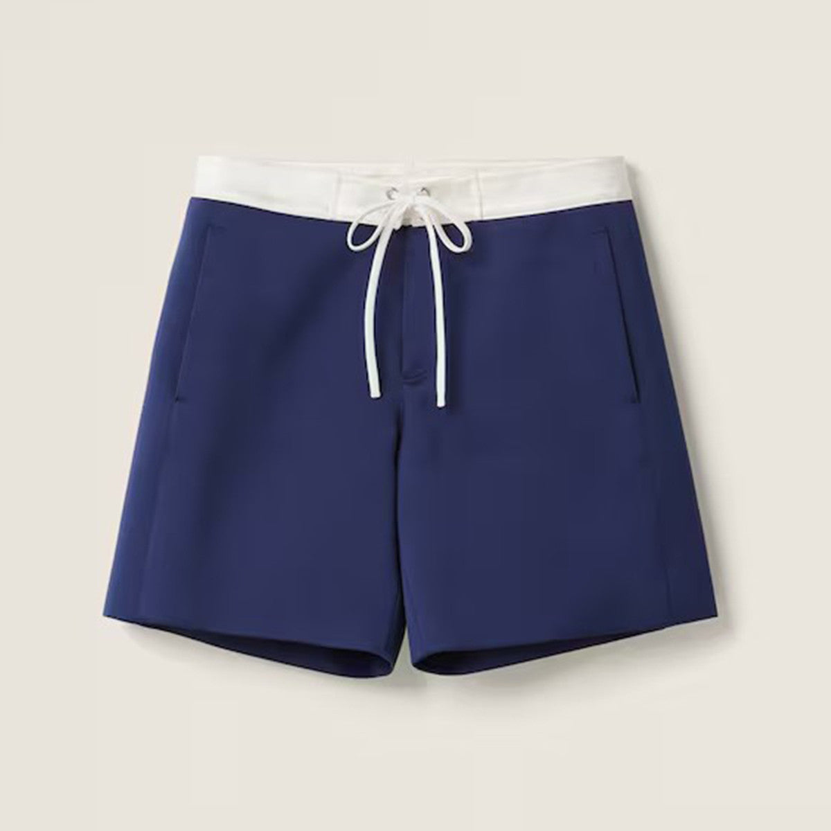 MiuMiu Men's Women's Summer Solid Colour Logo Elastic Drawstring Mid Waist Fitted Satin Bermuda Shorts Ngvp #8171