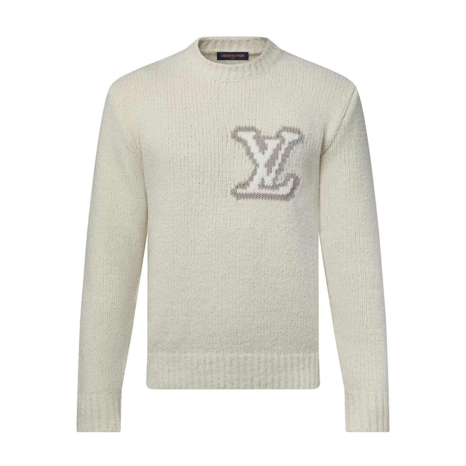 Louis Vuitton Women's Spring and Autumn Solid Color Letter Applique Crew Neck Knitted Sweater #75121