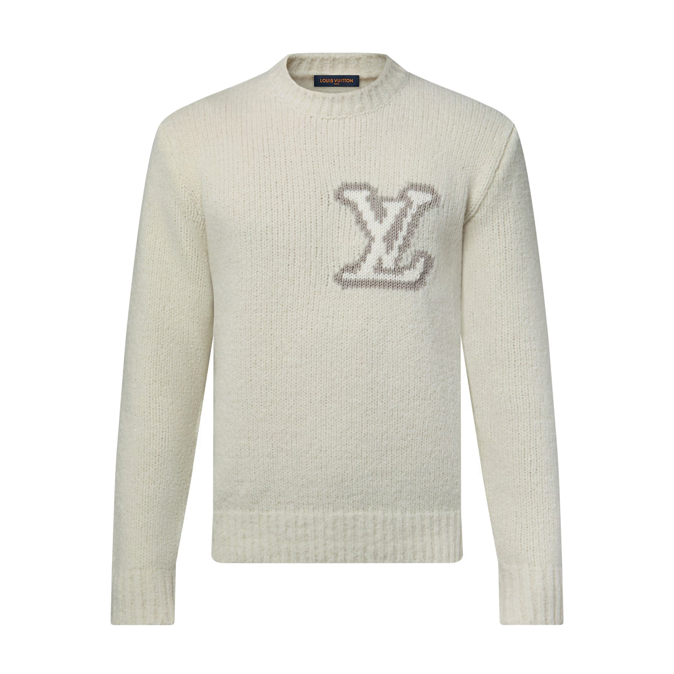 Louis Vuitton Women's Spring and Autumn Solid Color Letter Applique Crew Neck Knitted Sweater #75121