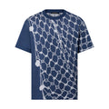 Louis Vuitton Men's Summer Blue Fishing Net Printed Ribbed Crew Neck Cotton Short Sleeve T-Shirt #99446