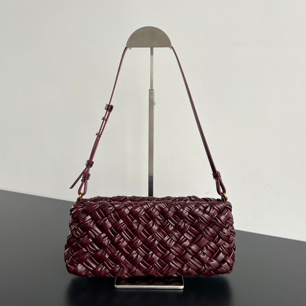 Bottega Veneta Kalimero Cha-Cha Women's Solid Color Zipper Closure Woven Cow Leather Tote Shoulder Bag Bags #75864