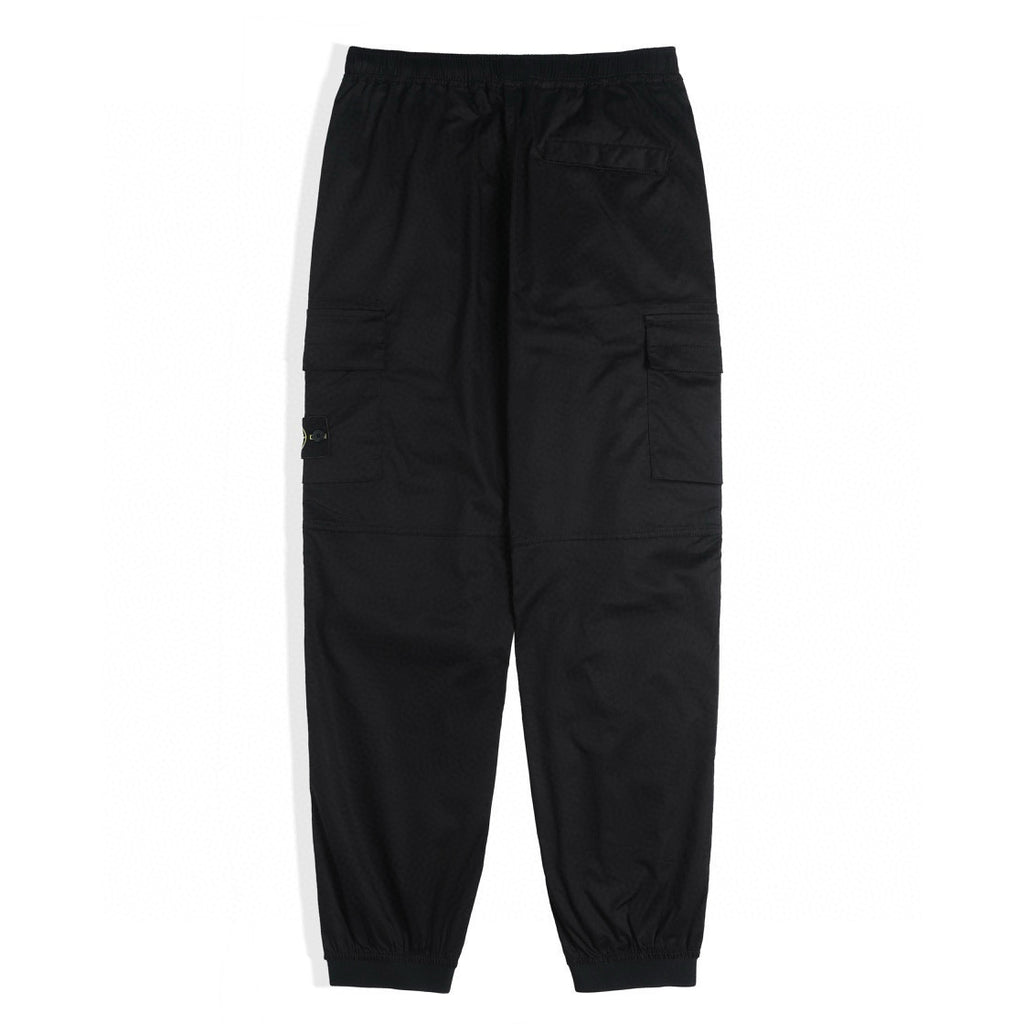 Stone Island Men's Fall Black Cotton Guide Pin Patch Casual Straight Loose Work Pants #97966