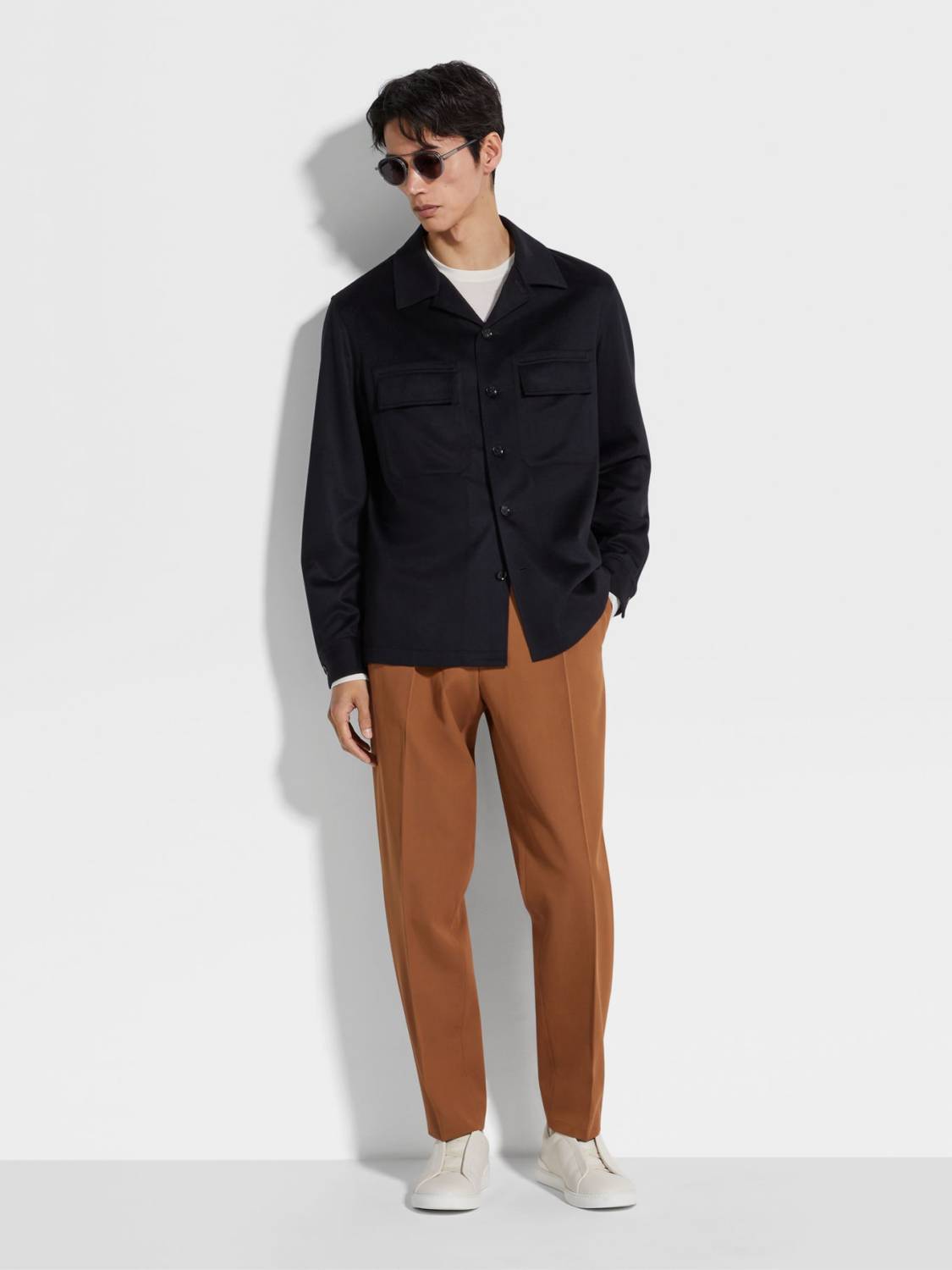 Ermenegildo Zegna Oasi Cashmere Alba Shirt Jacket Men's Luxury Solid Color Temperament Wool Shirt Fashion Casual Lapel Single Breasted Shirt Jacket Ngvp #2493