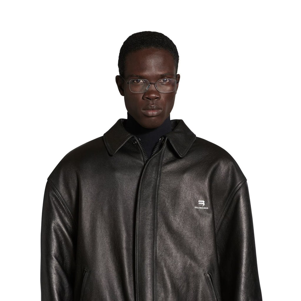 Balenciaga Men's Women's Spring. Autumn And Winter Sporty B Shearling Jacket Solid Color Logo Embroidery Lapel Casual Loose Sheepskin Coat #71822