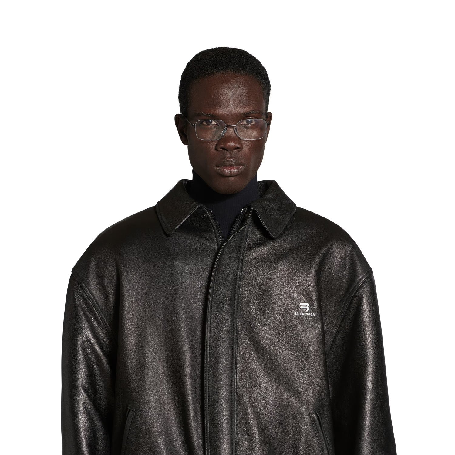 Balenciaga Men's Women's Spring. Autumn And Winter Sporty B Shearling Jacket Solid Color Logo Embroidery Lapel Casual Loose Sheepskin Coat #71822