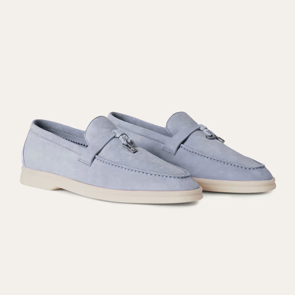 Loro Piana Women's Summer Charms Walk Mocassin Shoes Suede Round-Toe Solid-Color All-Season Casual Shoes #81538