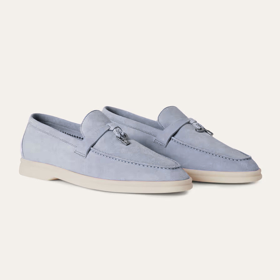 Loro Piana Women's Summer Charms Walk Mocassin Shoes Suede Round-Toe Solid-Color All-Season Casual Shoes #81538