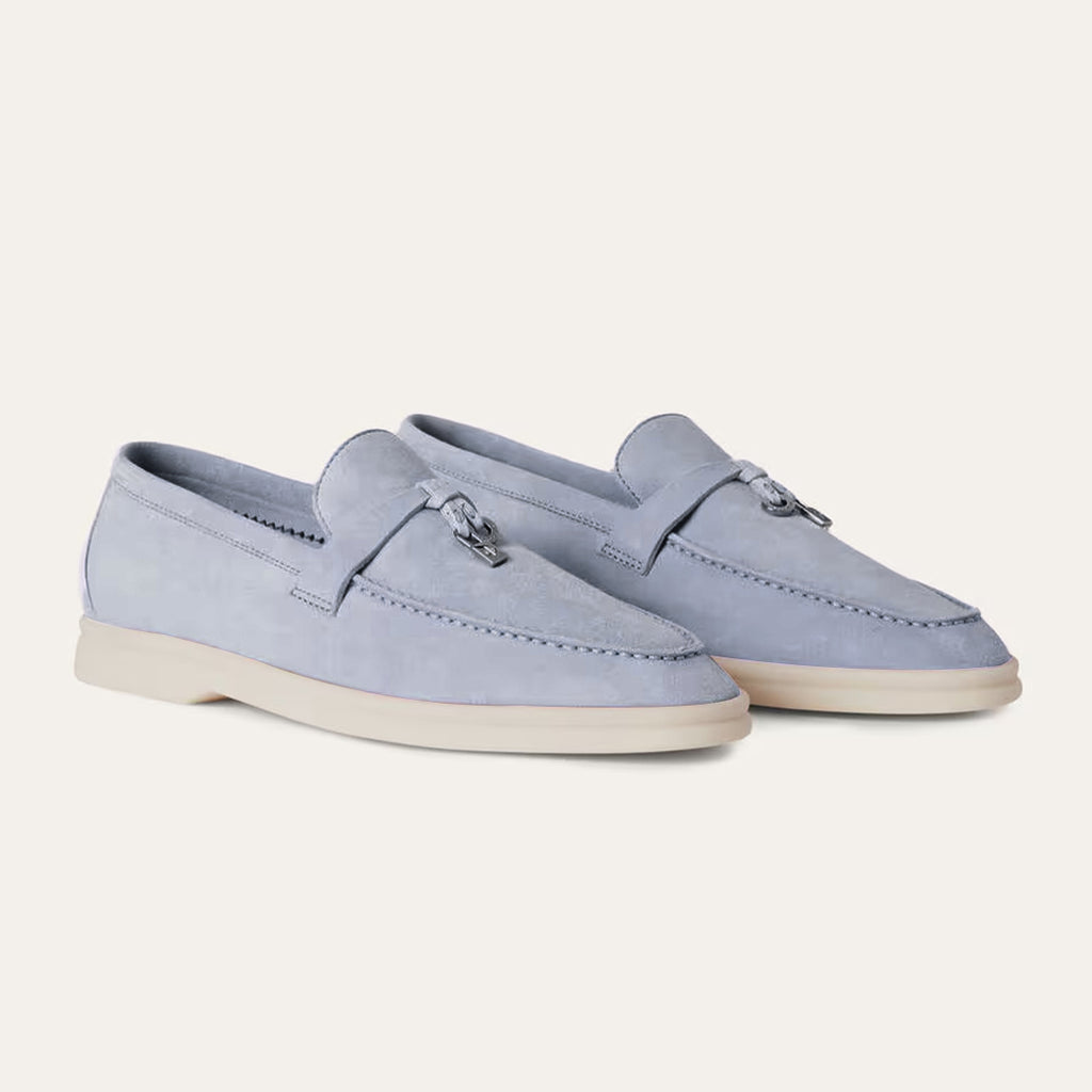 Loro Piana Women's Summer Charms Walk Mocassin Shoes Suede Round-Toe Solid-Color All-Season Casual Shoes #81538