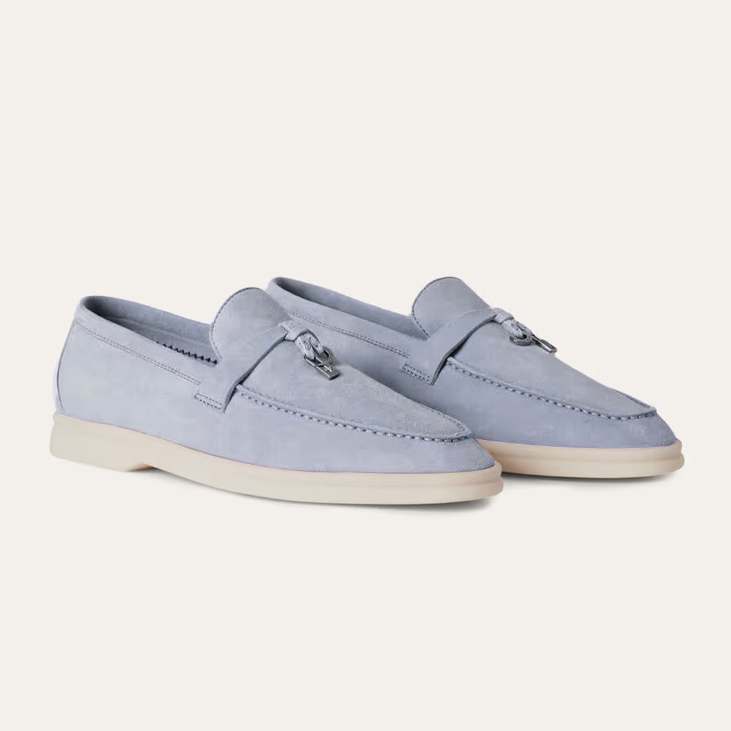 Loro Piana Women's Summer Charms Walk Mocassin Shoes Suede Round-Toe Solid-Color All-Season Casual Shoes #81538