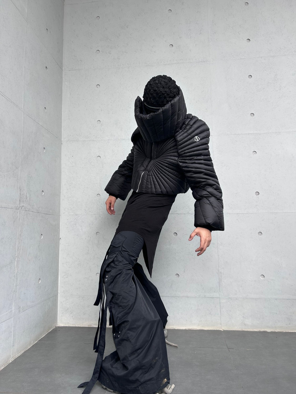 Moncler x Rick Owens Men Women Winter Solid Color Detachable Neck Collar Short Long Sleeve Puffer Down Jacket Black Fit Coat #8825
