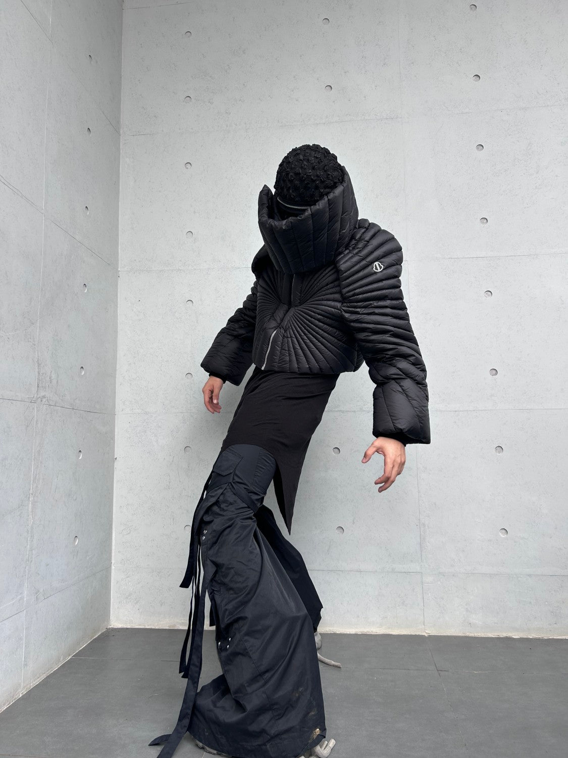 Moncler x Rick Owens Men Women Winter Solid Color Detachable Neck Collar Short Long Sleeve Puffer Down Jacket Black Fit Coat #8825