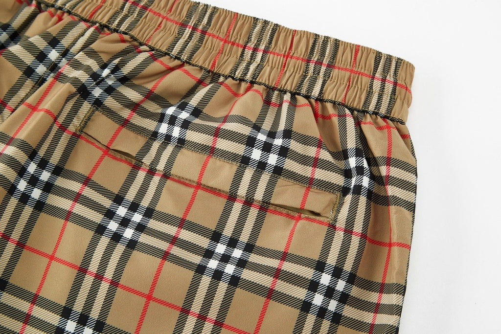 Burberry Men's Summer Check Drawstring Cinch Band Polyester Casual Shorts #99517