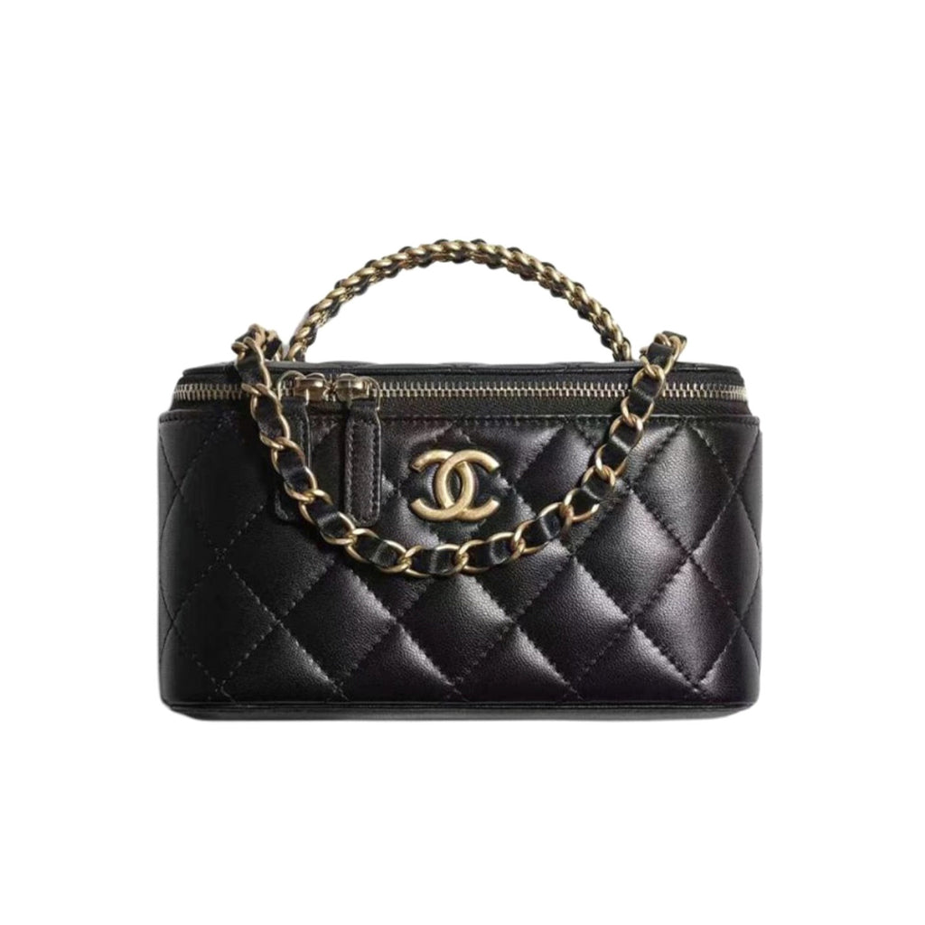 Chanel Women's Solid Color Chain Shoulder Grain Embossed Calfskin Box Bag Tote Shoulder Bags #75595