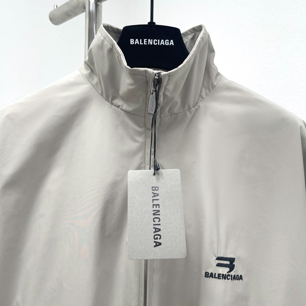 Balenciaga Men's Spring/Autumn Solid Color Embroidered Logo Print Zipper Long Sleeve Jacket #77782
