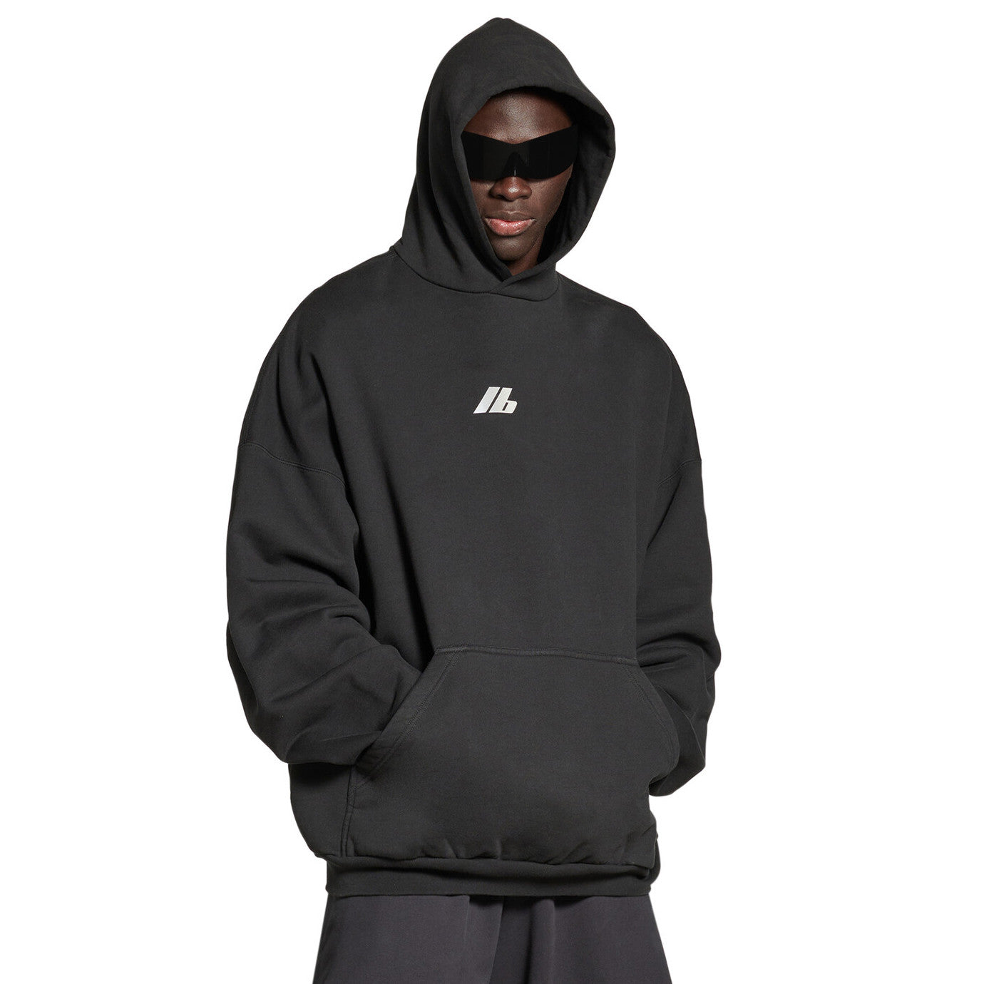 Balenciaga Men's and Women's Spring and Autumn Black Logo Printed Loose Long Sleeve Hooded Sweatshirt #99884