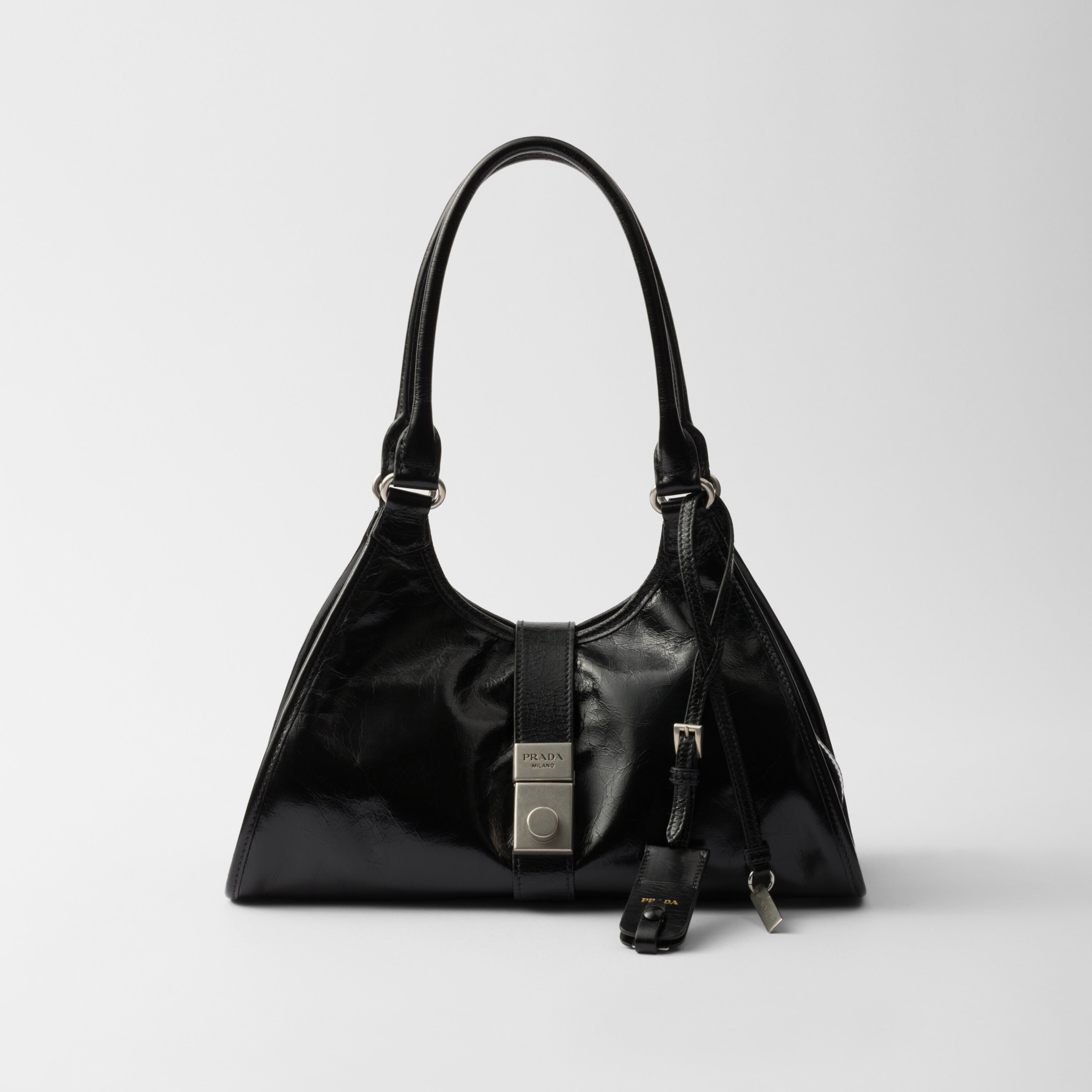 Prada Women's Fashion Classic Solid Color Leather Monogram Lock Clasp Medium Leather Tote Bag Shoulder Bag Bags #78672