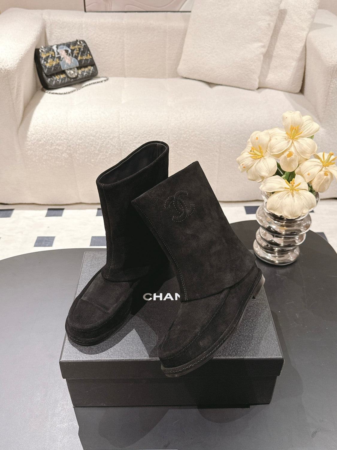 Chanel Women's Suede Mid-Calf Boots #335029
