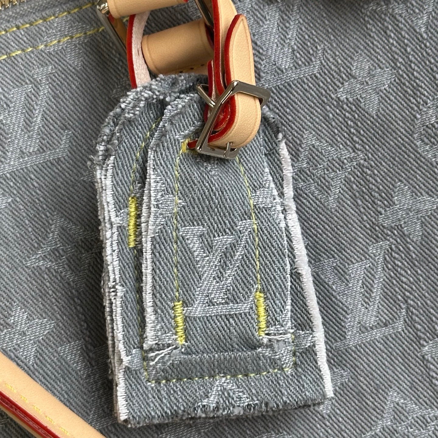 Louis Vuitton Gray Denim Speedy Soft 30 Handbag: Stylish And Elegant Classic Patterned Canvas With Leather Accents Clutch/crossbody Bag Bags M13344 #196794