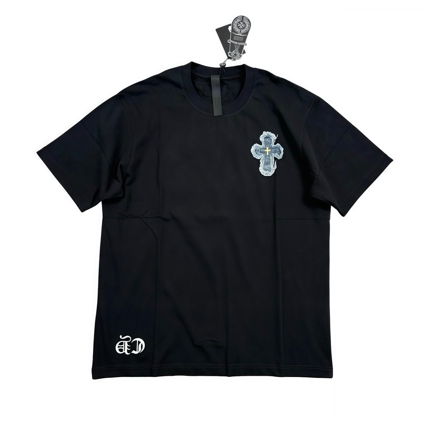 Chrome Hearts Men's And Women's Summer Solid Color Embroidered Denim Printed Cotton Crew Neck Short Sleeve T-shirt #77395
