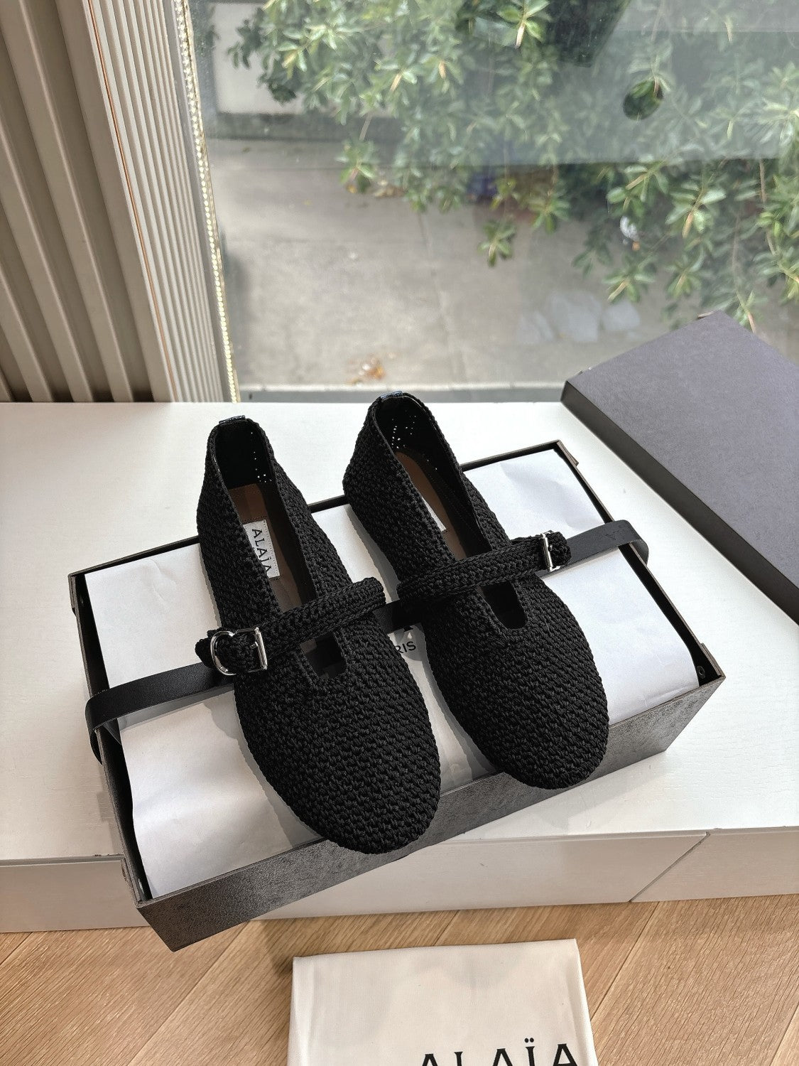 Alaia Ballet Flats In Knitted Lurex Women's Summer Solid Color Round Toe Fashion Modern Buckle Flats  Shoes Ngvp  #1635
