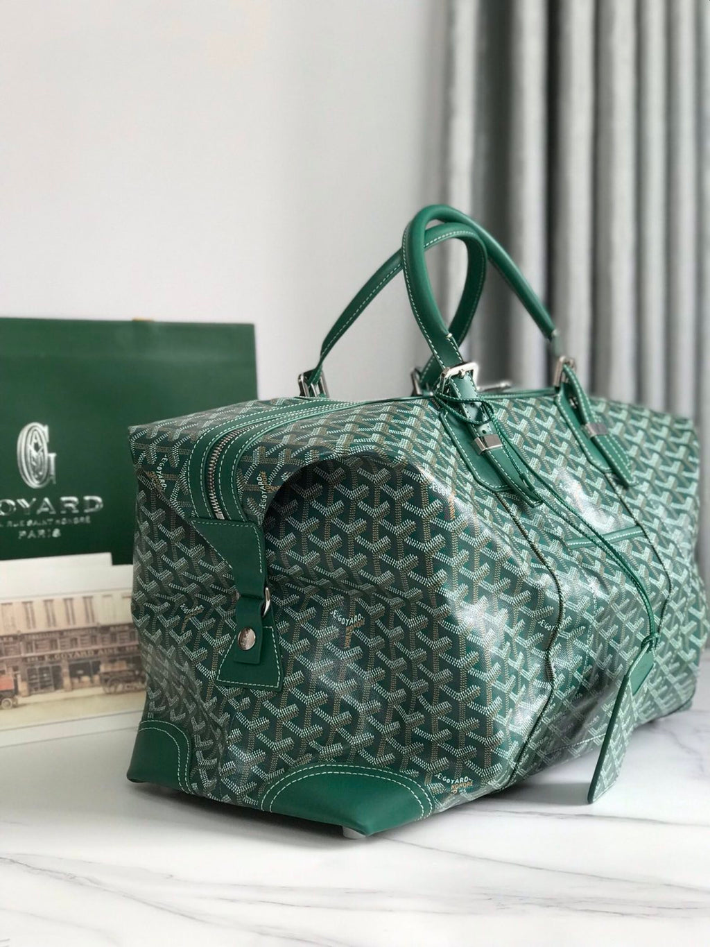 GOYARD Men's And Women's Old Flower Full Print Canvas Collocation Cowhide Shoulder Cross Handbag Travel Bag Bags #75471