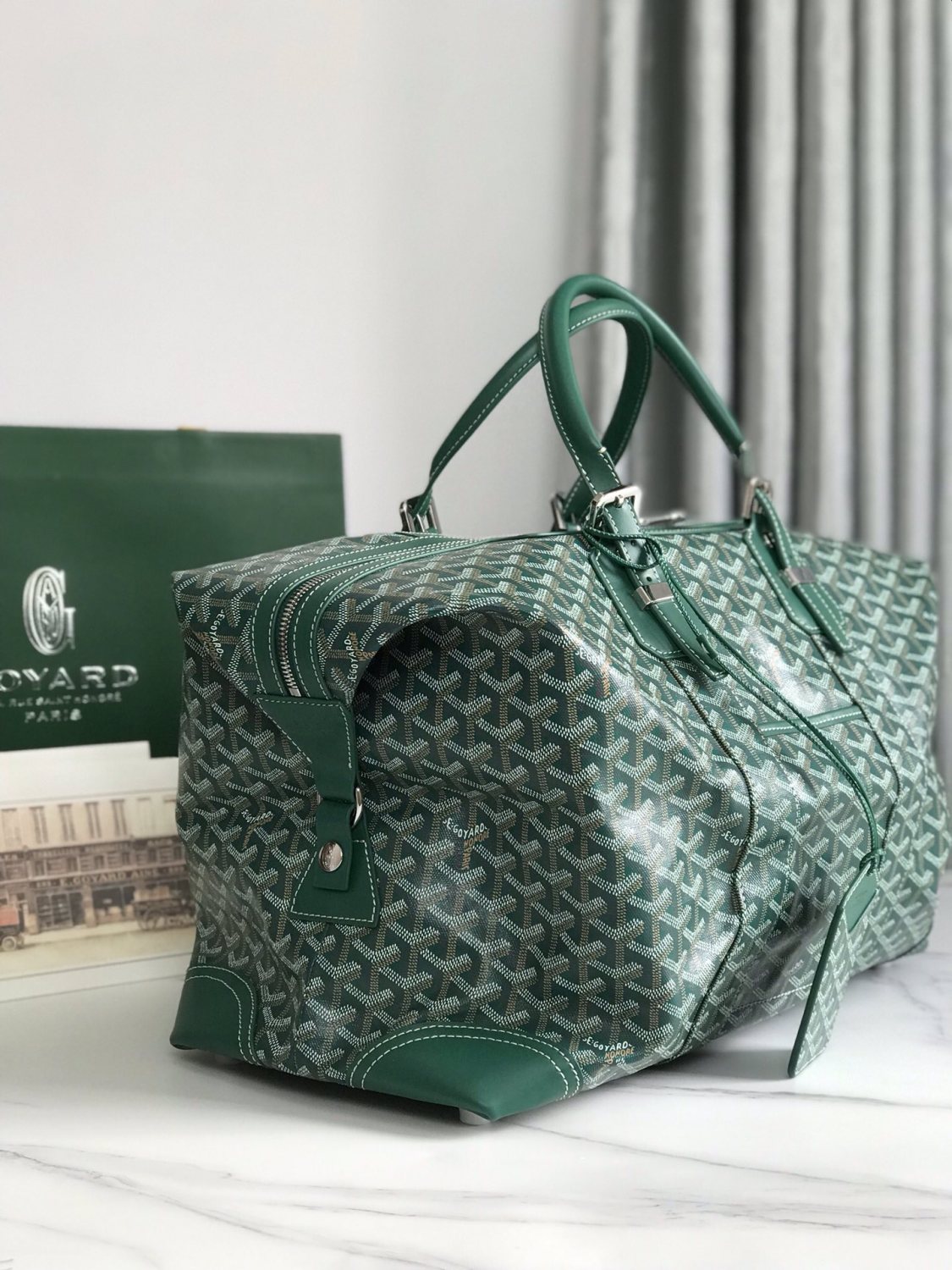 GOYARD Men's And Women's Old Flower Full Print Canvas Collocation Cowhide Shoulder Cross Handbag Travel Bag Bags #75471