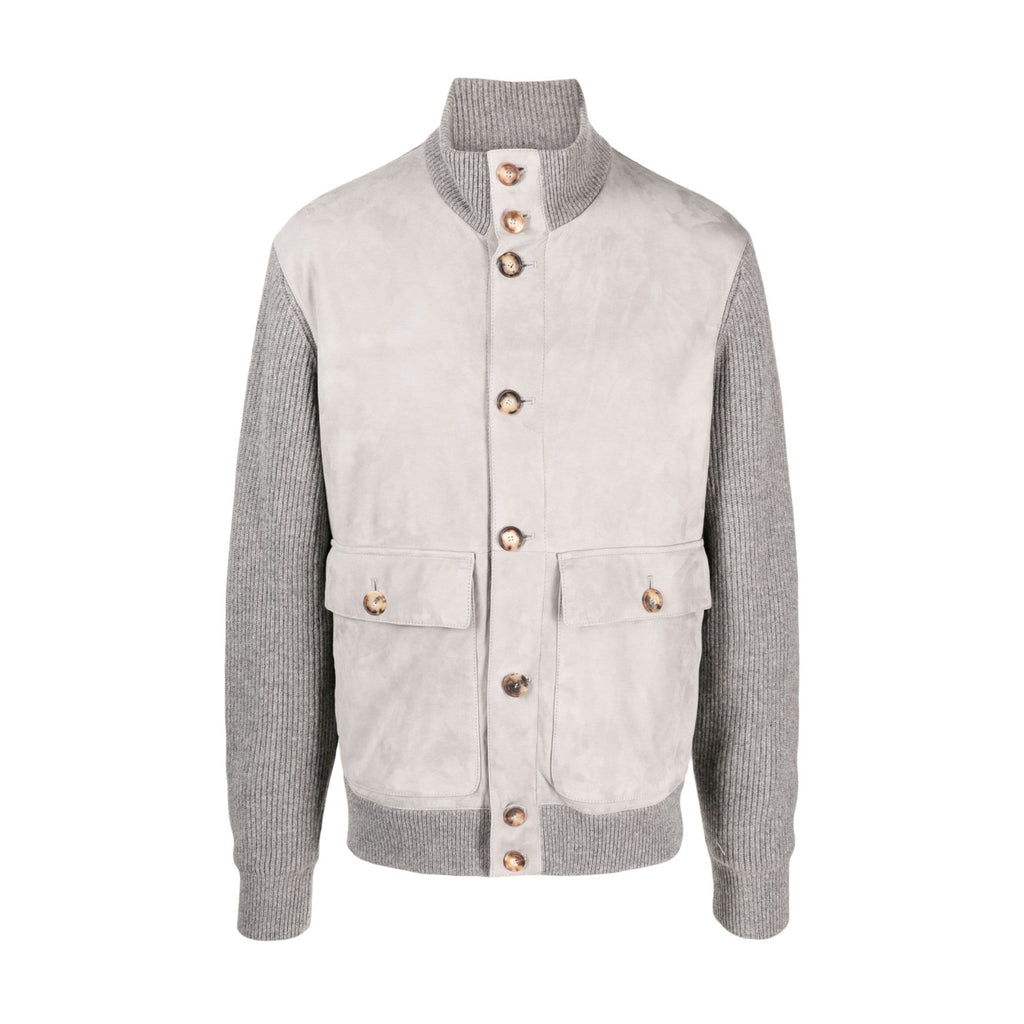 Brunello Cucinelli Men's Fall And Winter Suede Wool Knit Patchwork Jacket Single-breasted Fashion Casual Gentleman Jacket Ngvp #9113