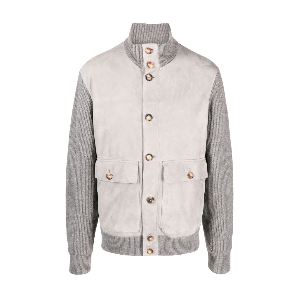 Brunello Cucinelli Men's Fall And Winter Suede Wool Knit Patchwork Jacket Single-breasted Fashion Casual Gentleman Jacket Ngvp #9113