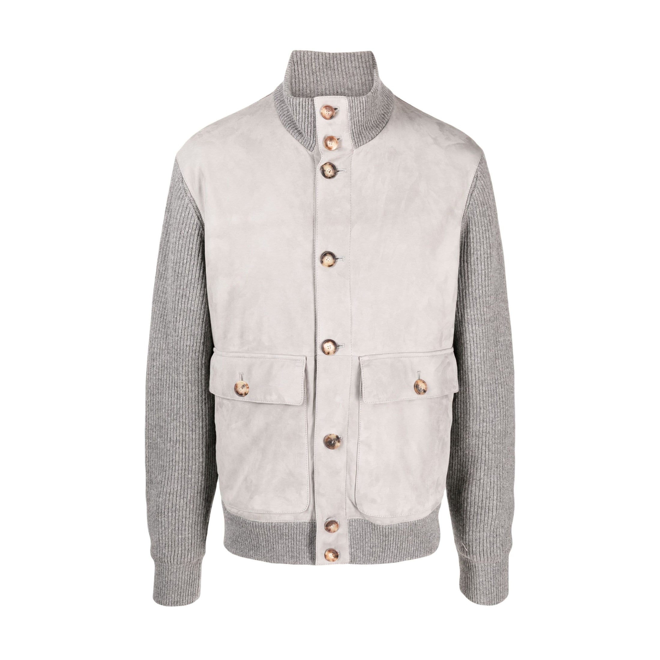 Brunello Cucinelli Men's Fall And Winter Suede Wool Knit Patchwork Jacket Single-breasted Fashion Casual Gentleman Jacket Ngvp #9113