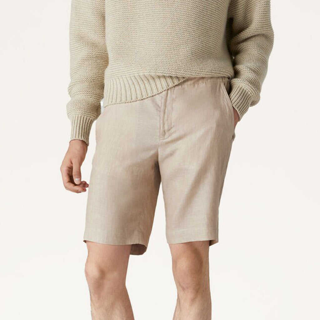 Loro Piana Men's Spring And Summer Trend Fashion Mid-waist Tie Shorts Linen Solid Color Casual Pants Ngvp #8163