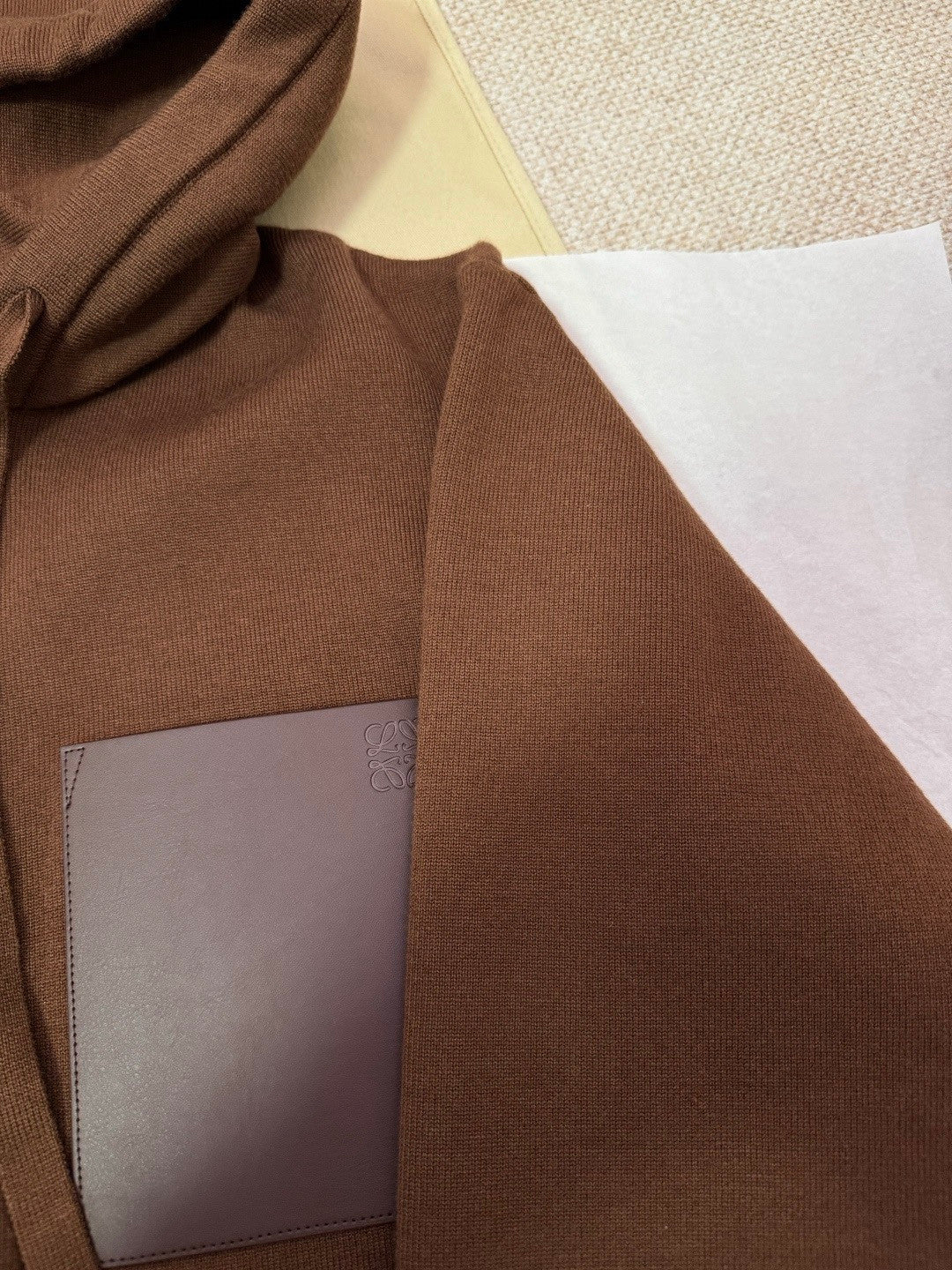 Loewe Zip-up hoodie in wool Brown #334661