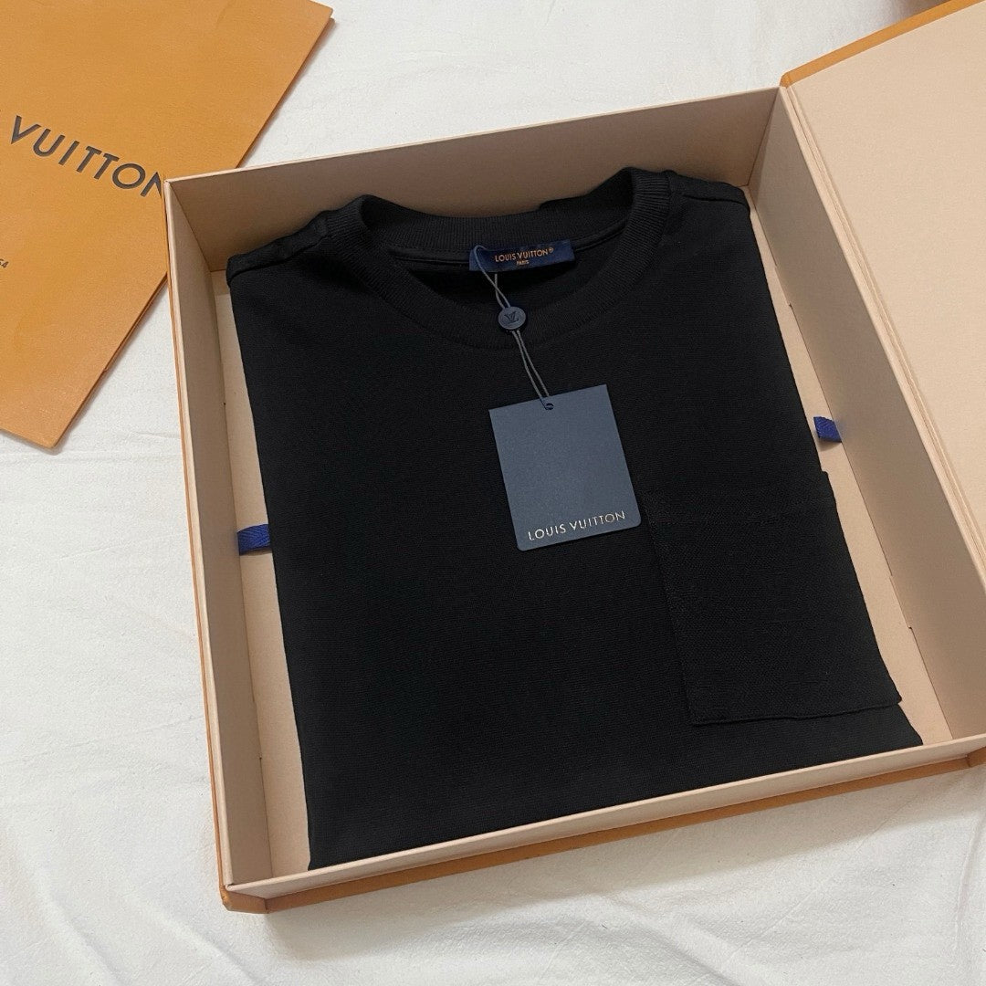 Louis Vuitton Men's Summer Solid Color Sleeve Cotton Round Neck Short Sleeve T-Shirt #76419
