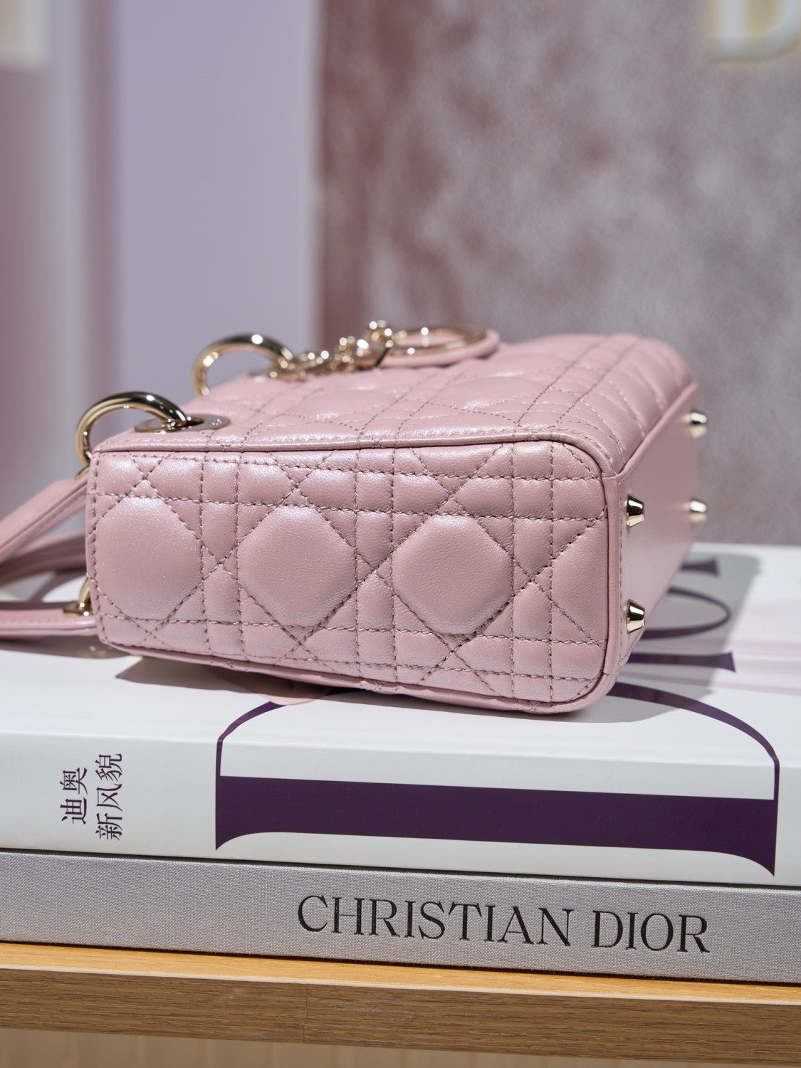 Dior Dior Lady Lambskin Cannage Quilted Metal Pendant Mini Bag #333088