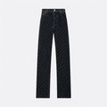 Dior Men's Dior And Kaws Collection Four-Season Cotton-Blend Solid-Color Button-Fly Flocked Denim Pants #81751