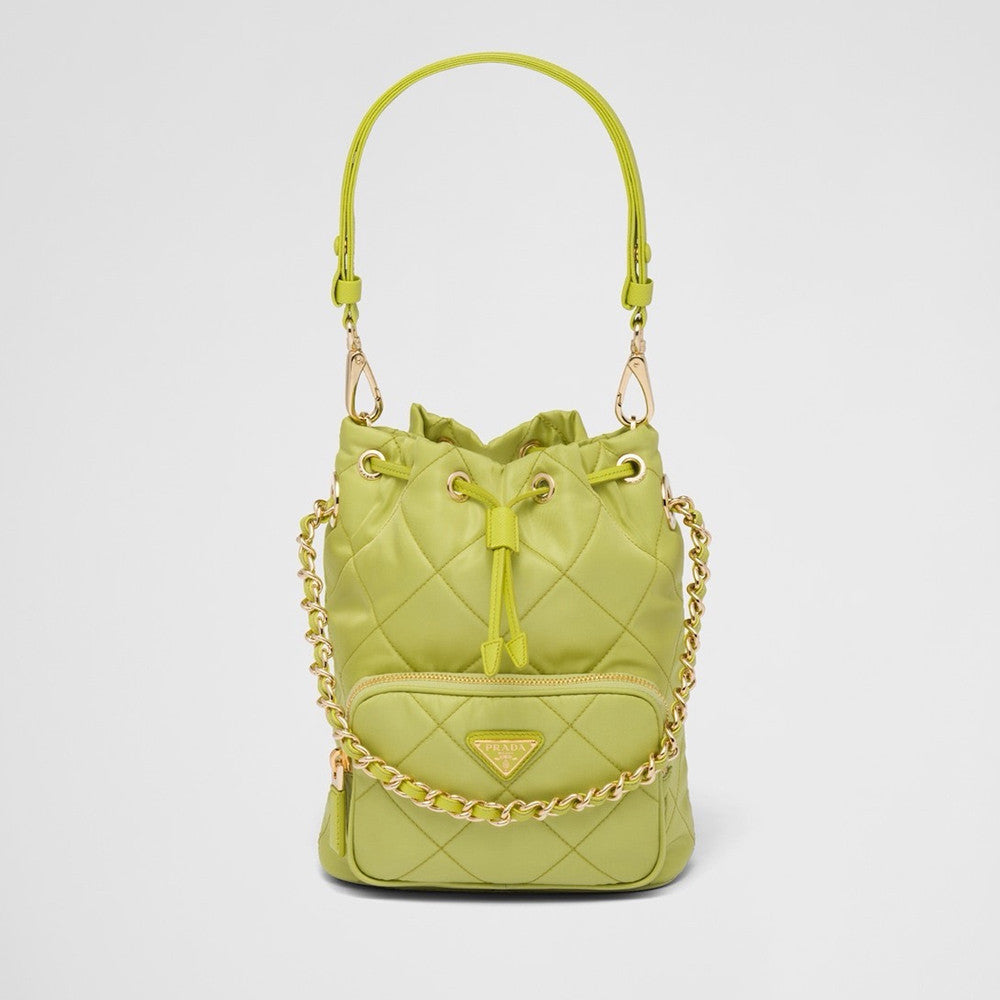 Prada Versatile Re-nylon Recycled Nylon Shoulder Bag Women's Mini Clutch With Diamond Quilting And Drawstring Closure 1bh0382aosvtoo #195681