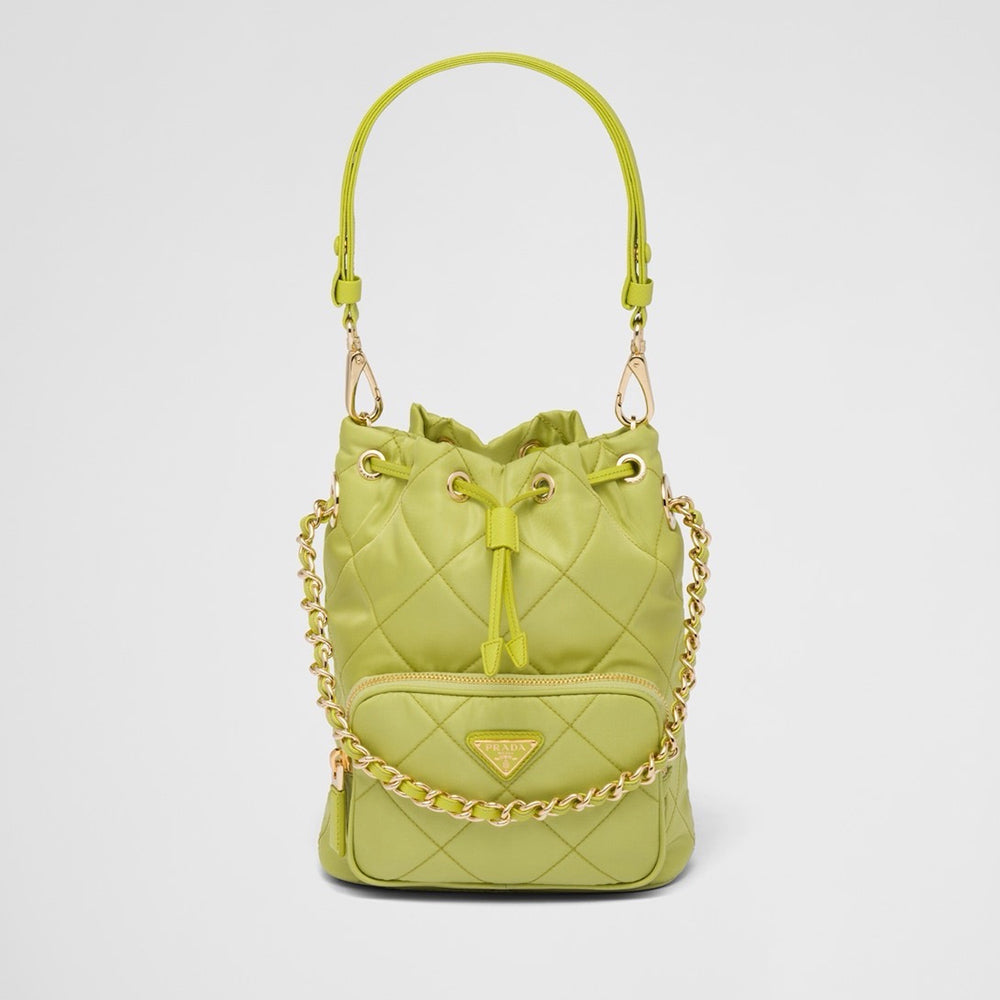 Prada Versatile Re-nylon Recycled Nylon Shoulder Bag Women's Mini Clutch With Diamond Quilting And Drawstring Closure 1bh0382aosvtoo #195681