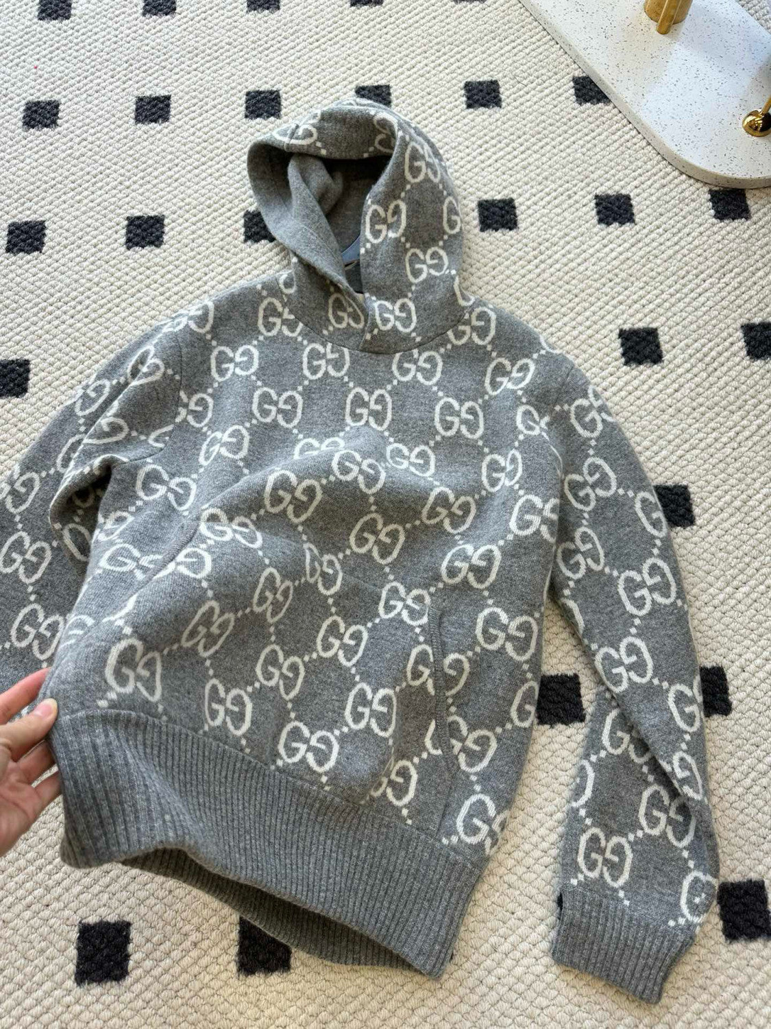 Gucci Men's Spring and Autumn Monogram Printed Long Sleeve Hooded Sweatshirt Pullover Sweatshirt #97962