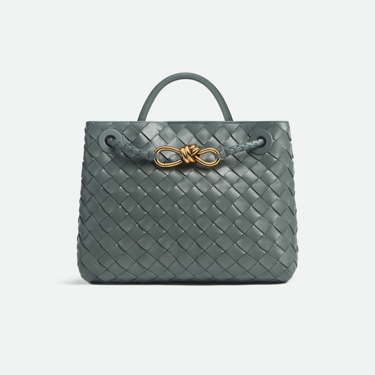 Bottega Veneta Andiamo Women's Fashion Classic Solid-Color Knitted Magnetic Snap Closure Leather Small Shoulder Bag Tote Bag Bags 766014VCPP12273 #79111