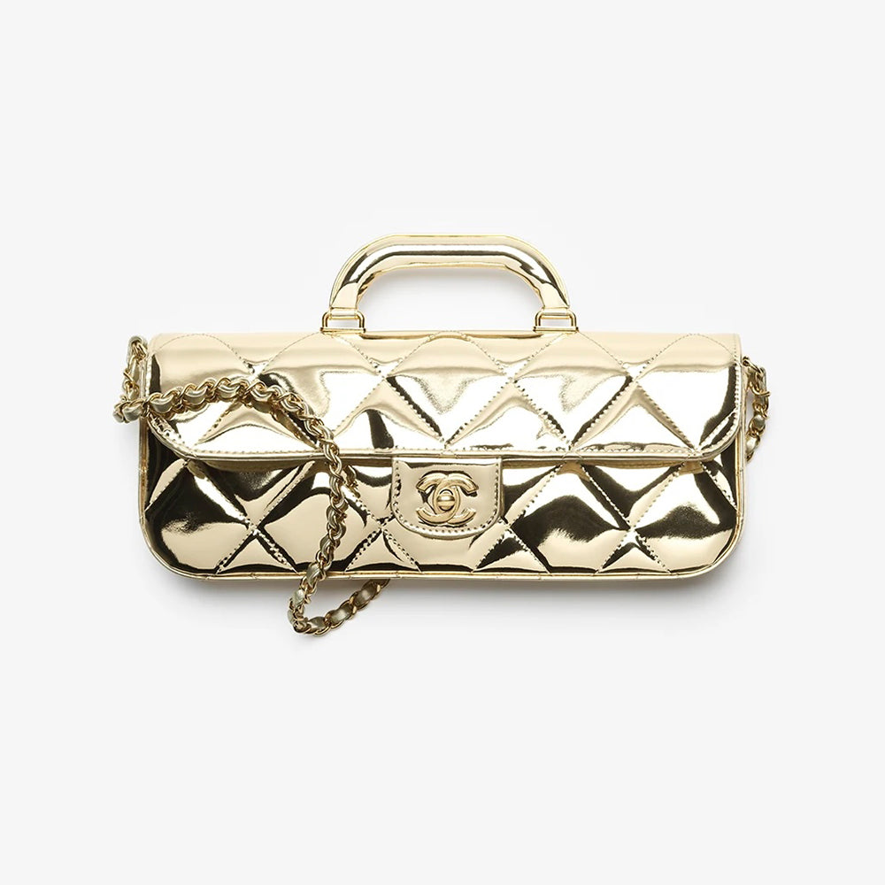 Chanel 25K Women's Classic Lattice Chain Shoulder Crossbody Bag Baguette Bag Calfskin Handbag #332609