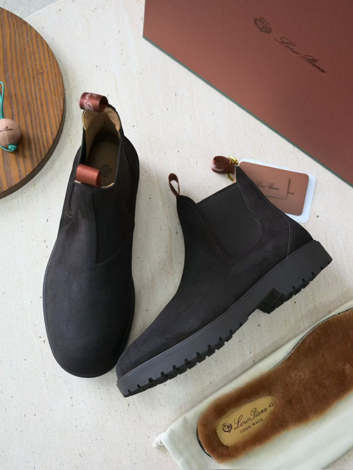 Loro Piana Men's Dover Walk Men's Chelsea Boots Winter shoes Low Cut Round Toe Martin Boot #332379