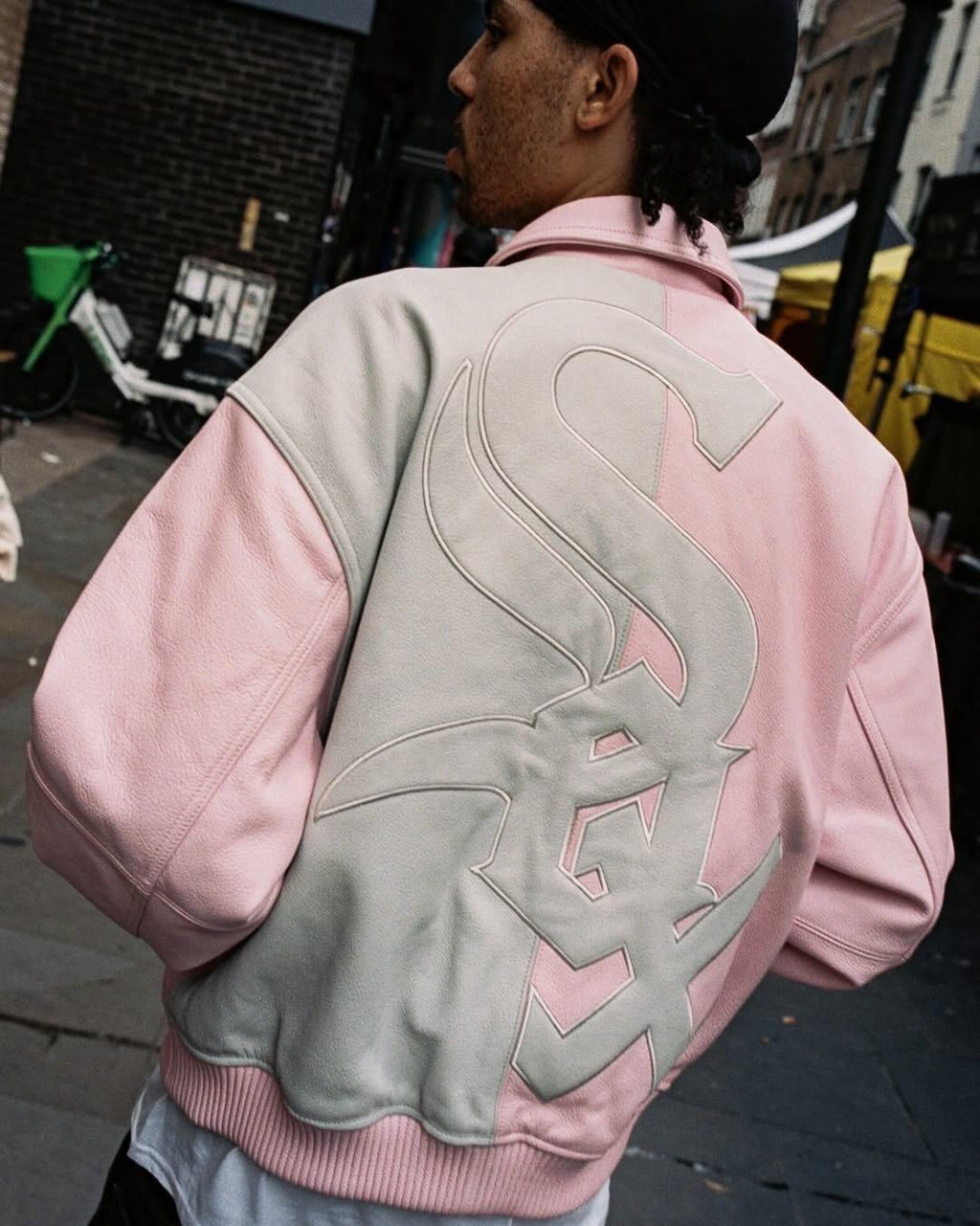Supreme x Chicago White Sox FW25 WEEK5  Men's and Women's Leather Logo Patch Zipper Closure Varsity Jacket #332978
