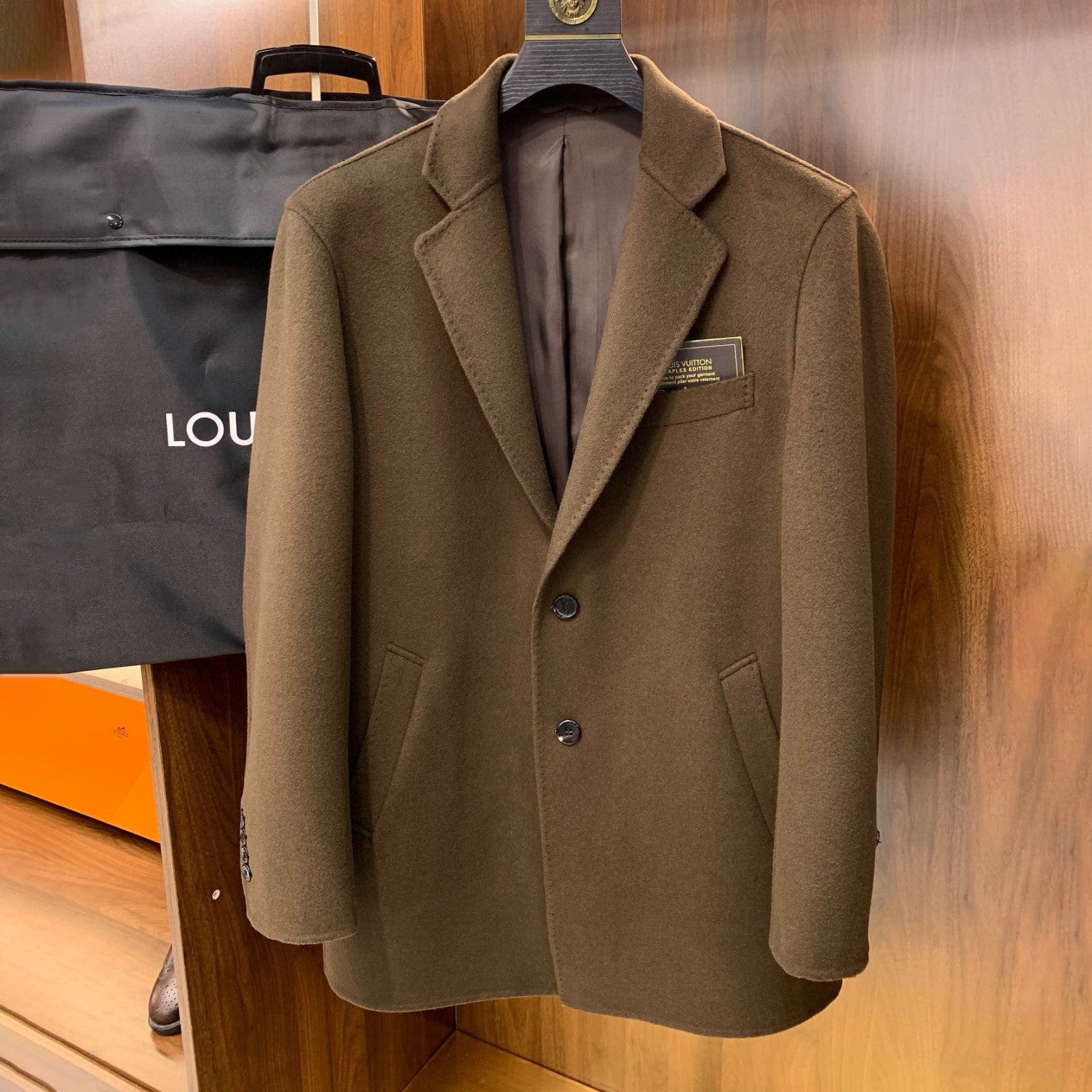 Louis Vuitton Men's Mid Length Winter Double Faced Wool And Cashmere Single Breasted Coat Jacket #97696