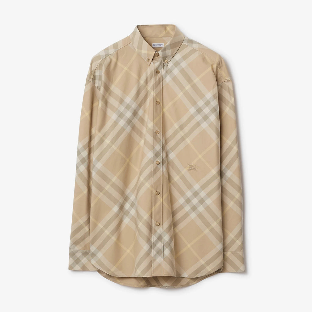 Burberry Men's and Women's Spring/Autumn Check Print Flip Lapel Single Breasted Long Sleeve Shirt #99158