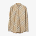 Burberry Men's and Women's Spring/Autumn Check Print Flip Lapel Single Breasted Long Sleeve Shirt #99158