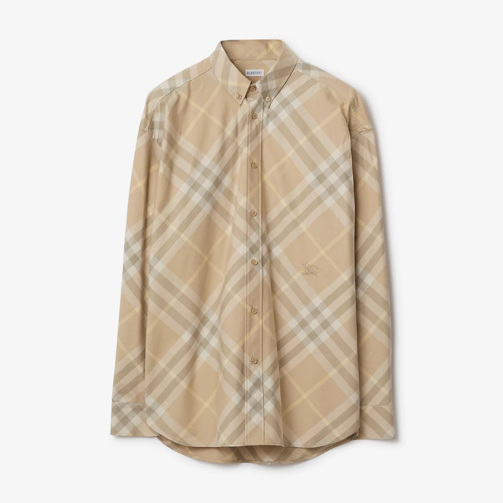 Burberry Men's and Women's Spring/Autumn Check Print Flip Lapel Single Breasted Long Sleeve Shirt #99158