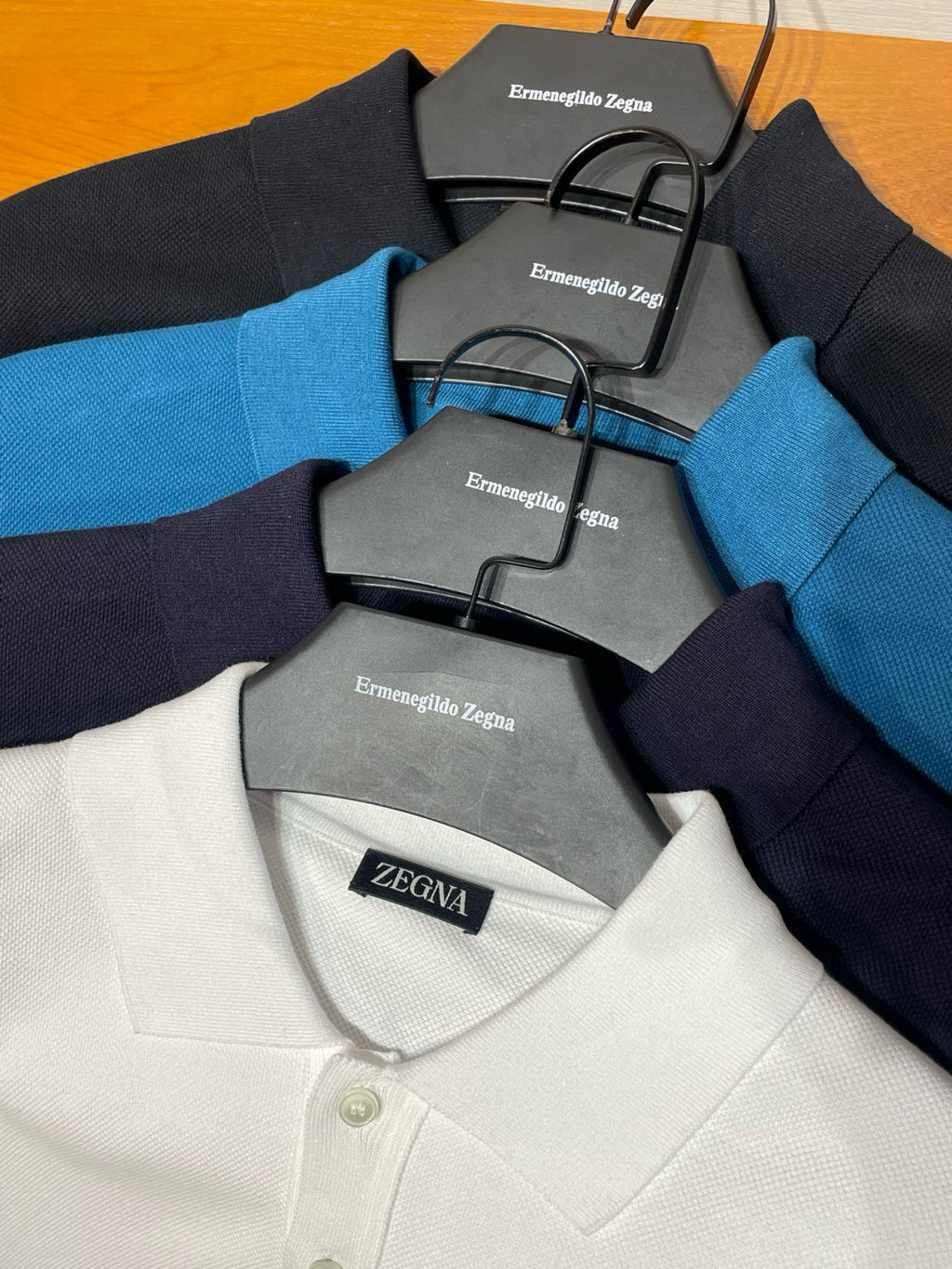 Ermenegildo Zegna Men's Summer Solid Color Breathable Beaded Cotton Fabric Polo Neck Short Sleeve T-Shirt #76929
