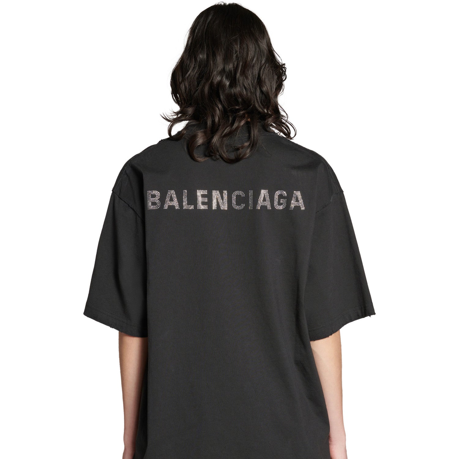 Balenciaga Men's Summer Hot Drill Logo Letter Print Black Cotton Short Sleeve T-Shirt #99726